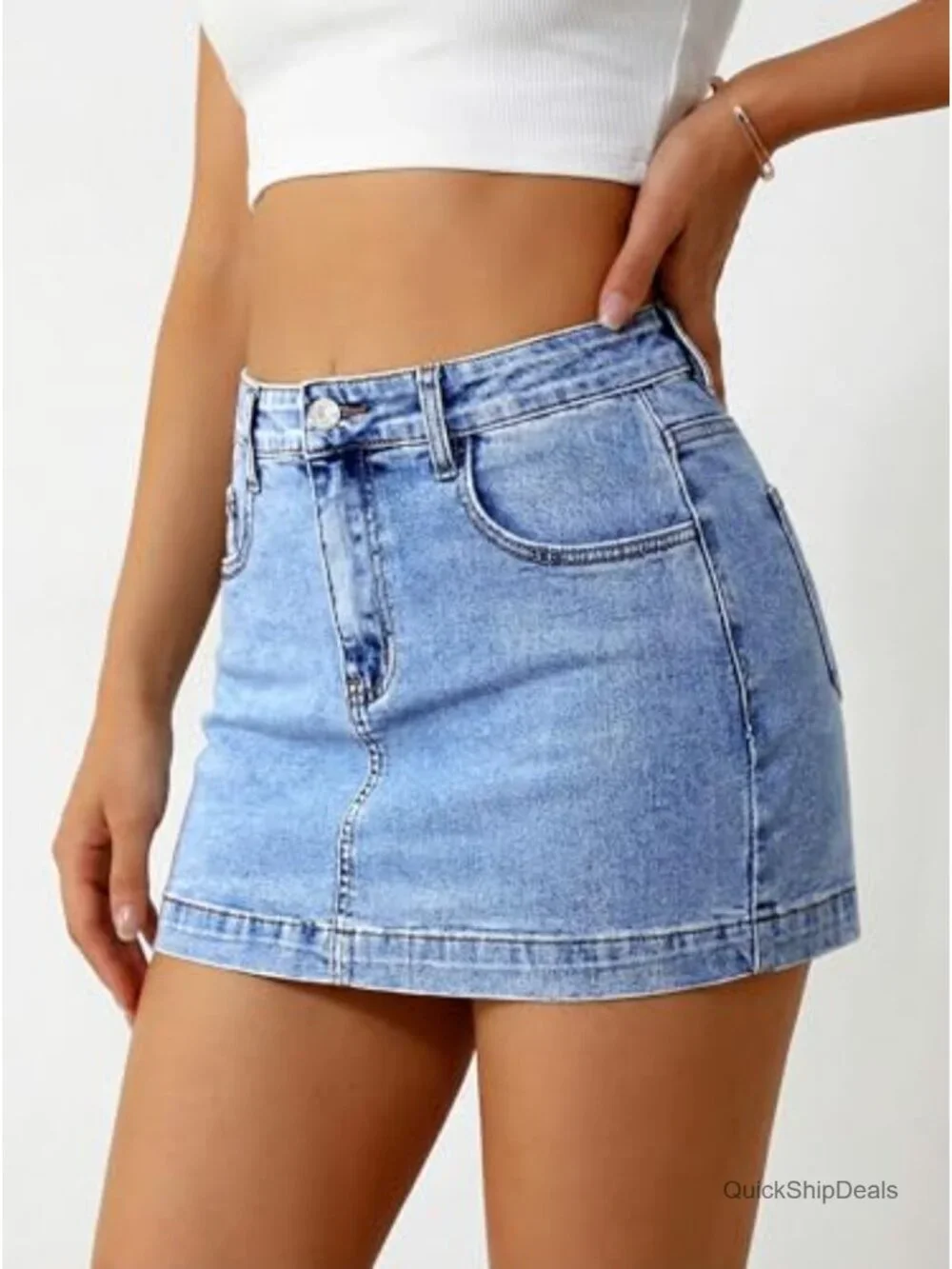 High-Waisted Denim Skort with Built-in Shorts for Women